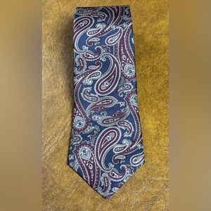 EXECUTIVE COLLECTION Paisley Silk Tie - Navy and Burgundy MADE IN THE USA